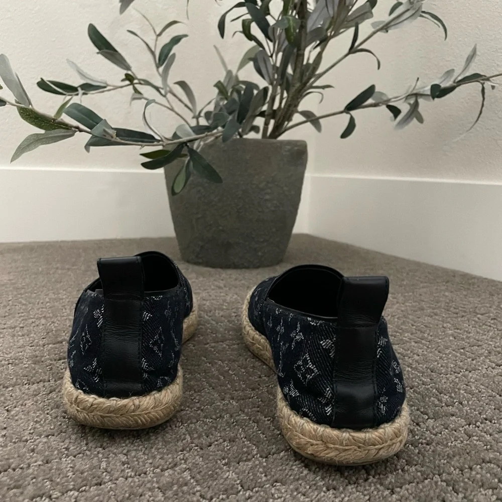 Louis Vuitton Women’s 36.5 Black Monogram Espadrille Flats w/ Box - Picture 5 of 10